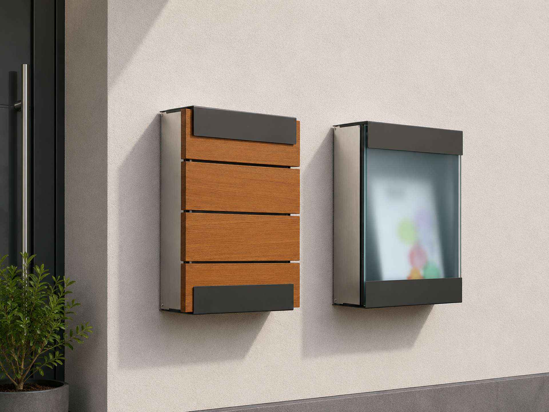 Edle Briefkästen und Zubehör entdecken Edle Briefkästen mit Glas-, Holz- oder Stahlfront und passendem Zubehör