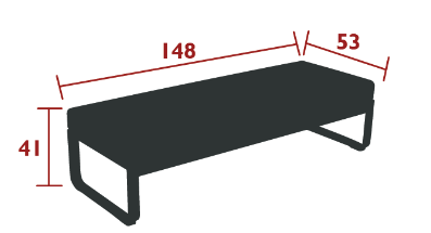 fermob bellevie 2-sitzer polsterhocker maße