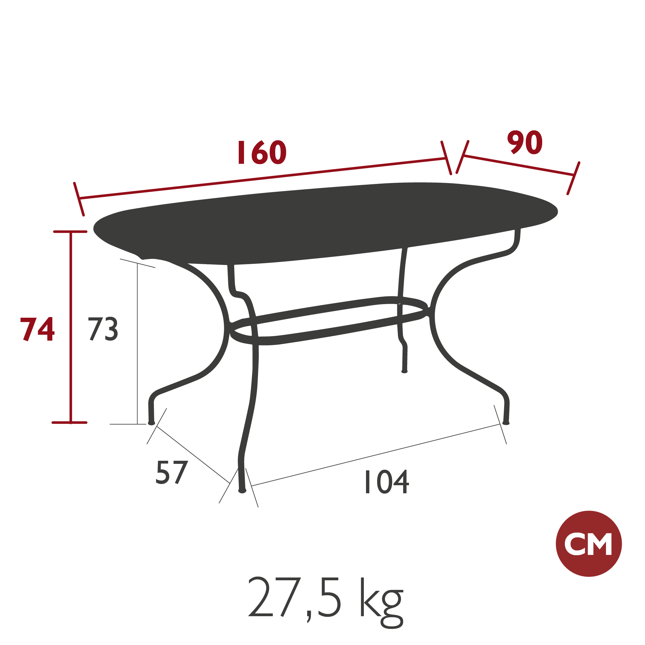 fermob opera+ outdoor Oval maße