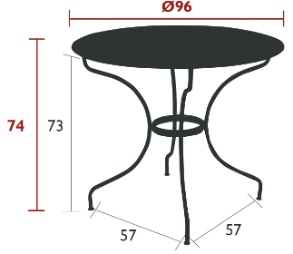 fermob opera+ tisch 96cm maße