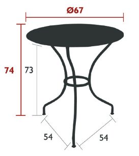 fermob opera cafe-tisch durchmesser 67cm maße