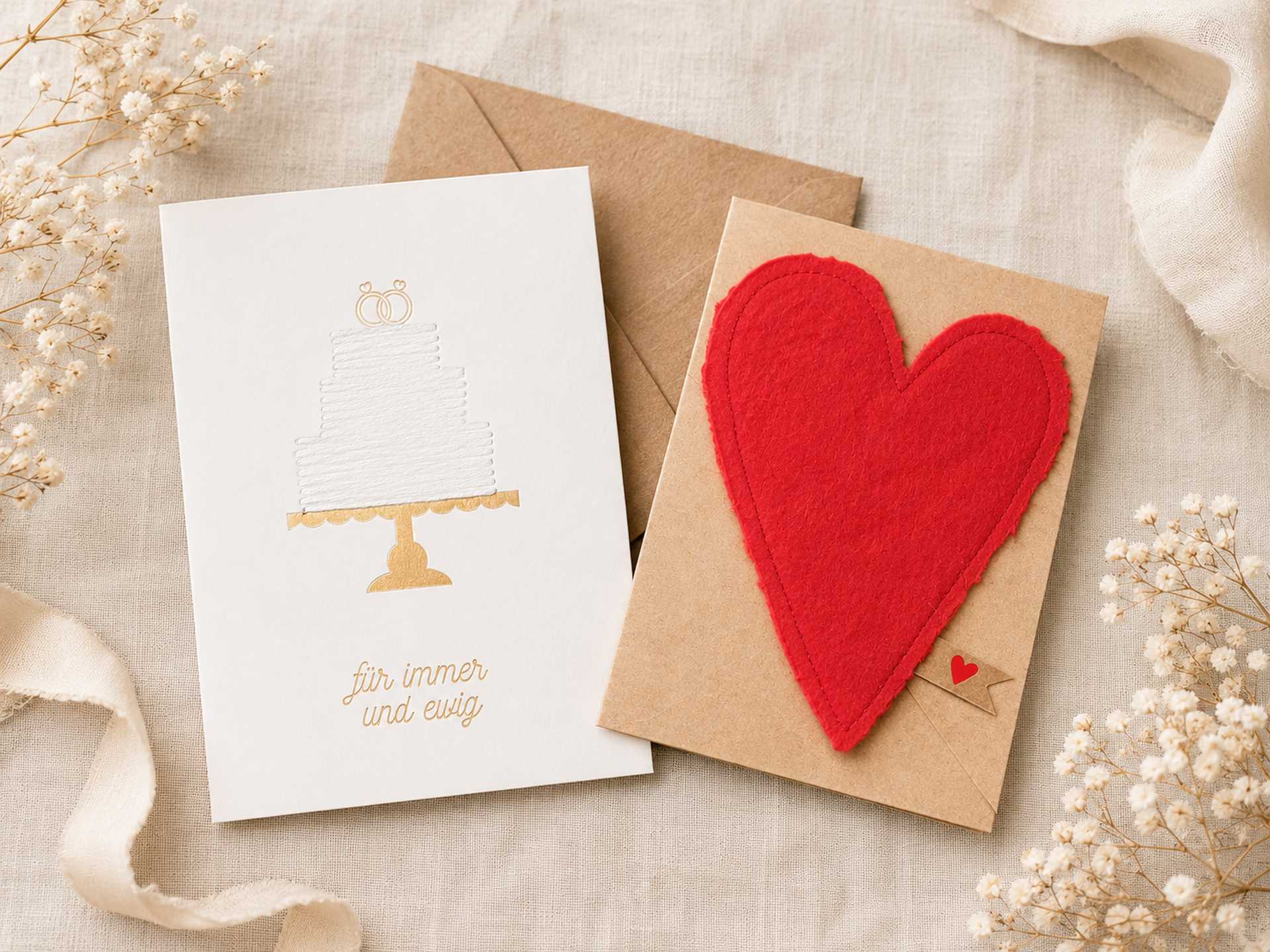 Hochzeitskarten entdecken Elegante Hochzeitskarte mit dezenter Veredelung