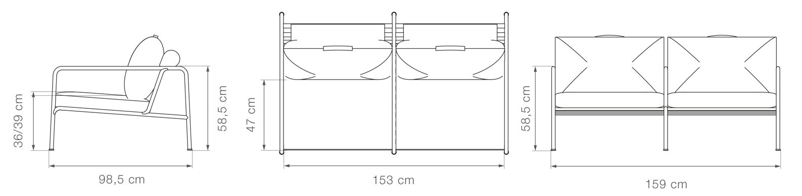 houe outdoor 2-sitzer sofa avon maße