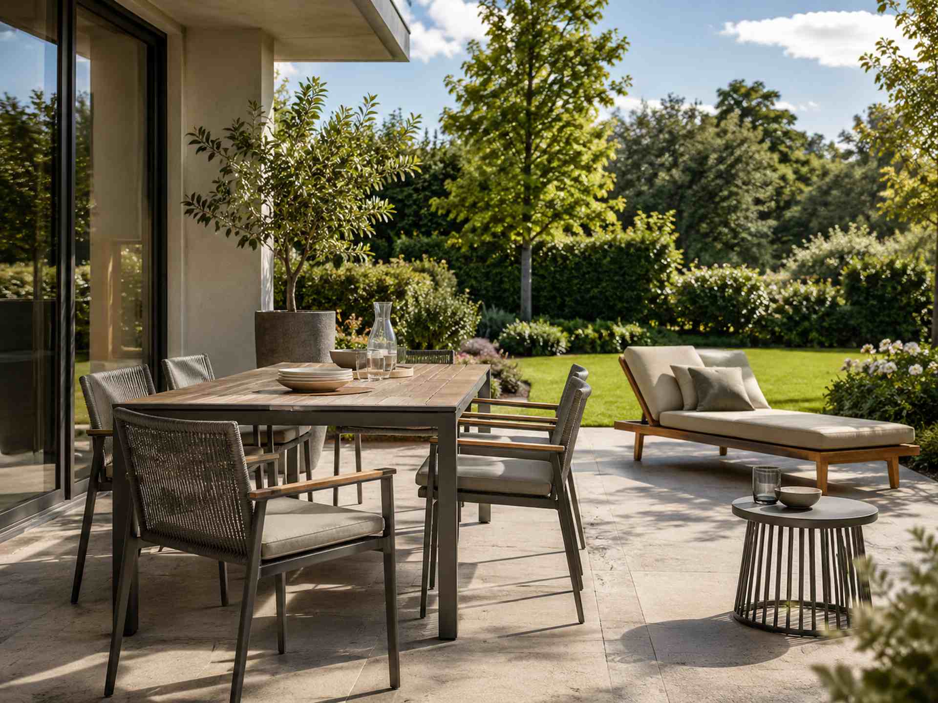 Gartenmöbel entdecken Gartenmöbel auf einer stilvoll eingerichteten Terrasse
