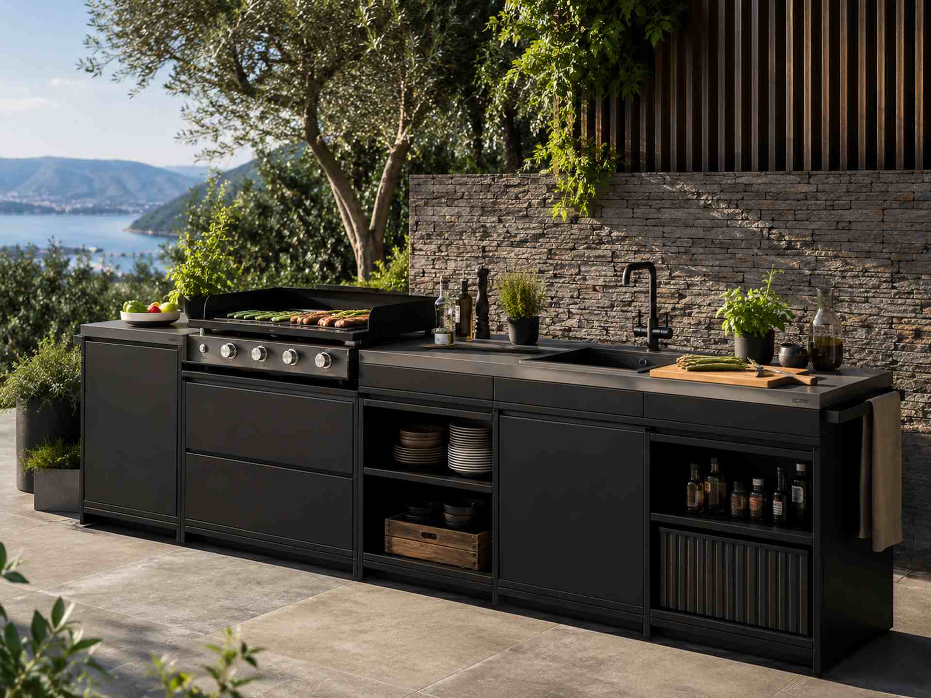 Outdoorküchen entdecken Outdoorküche auf einer modernen Terrasse