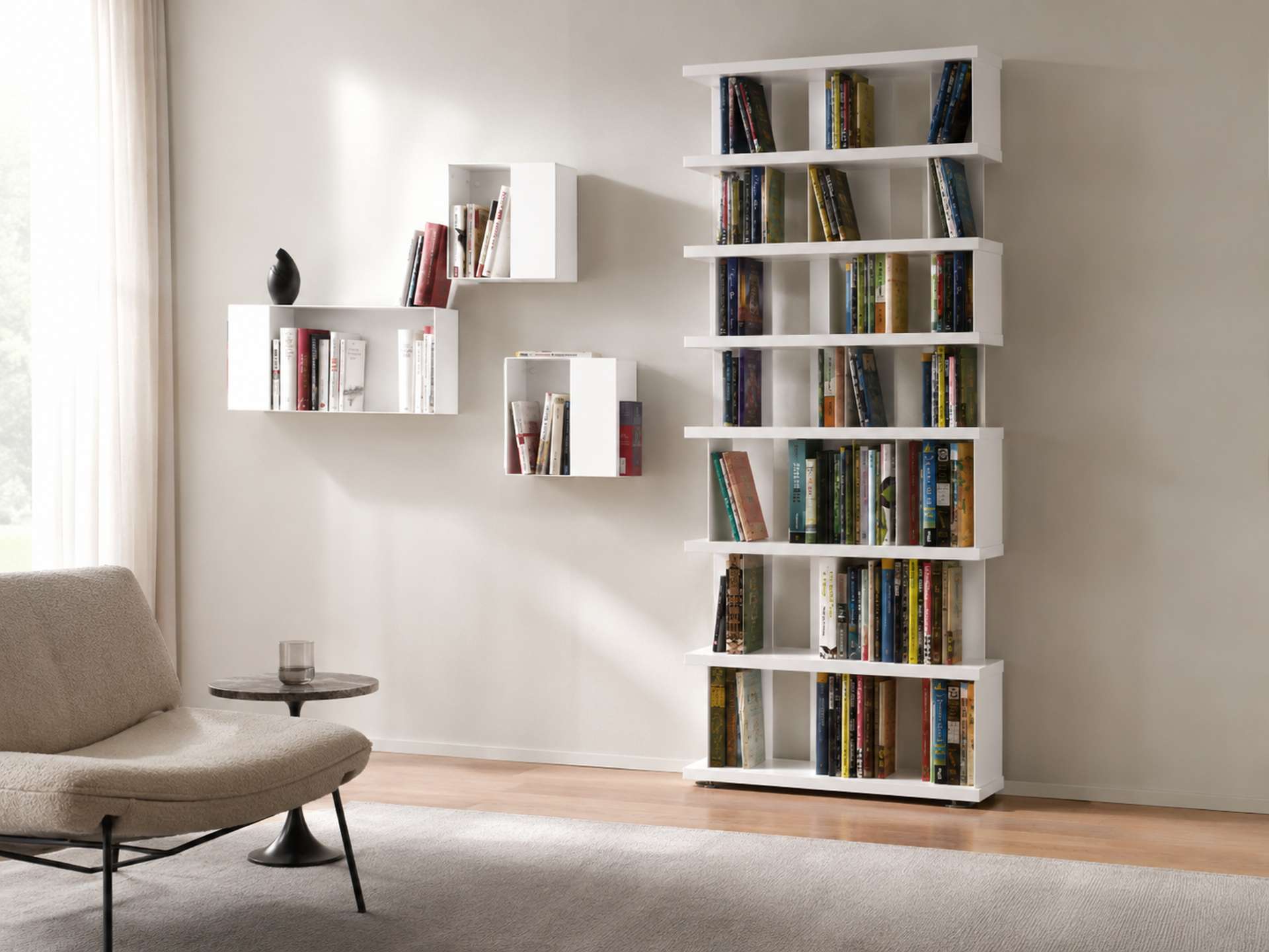 Moderne Bücherregale für Bücher, Bildbände und Ordner