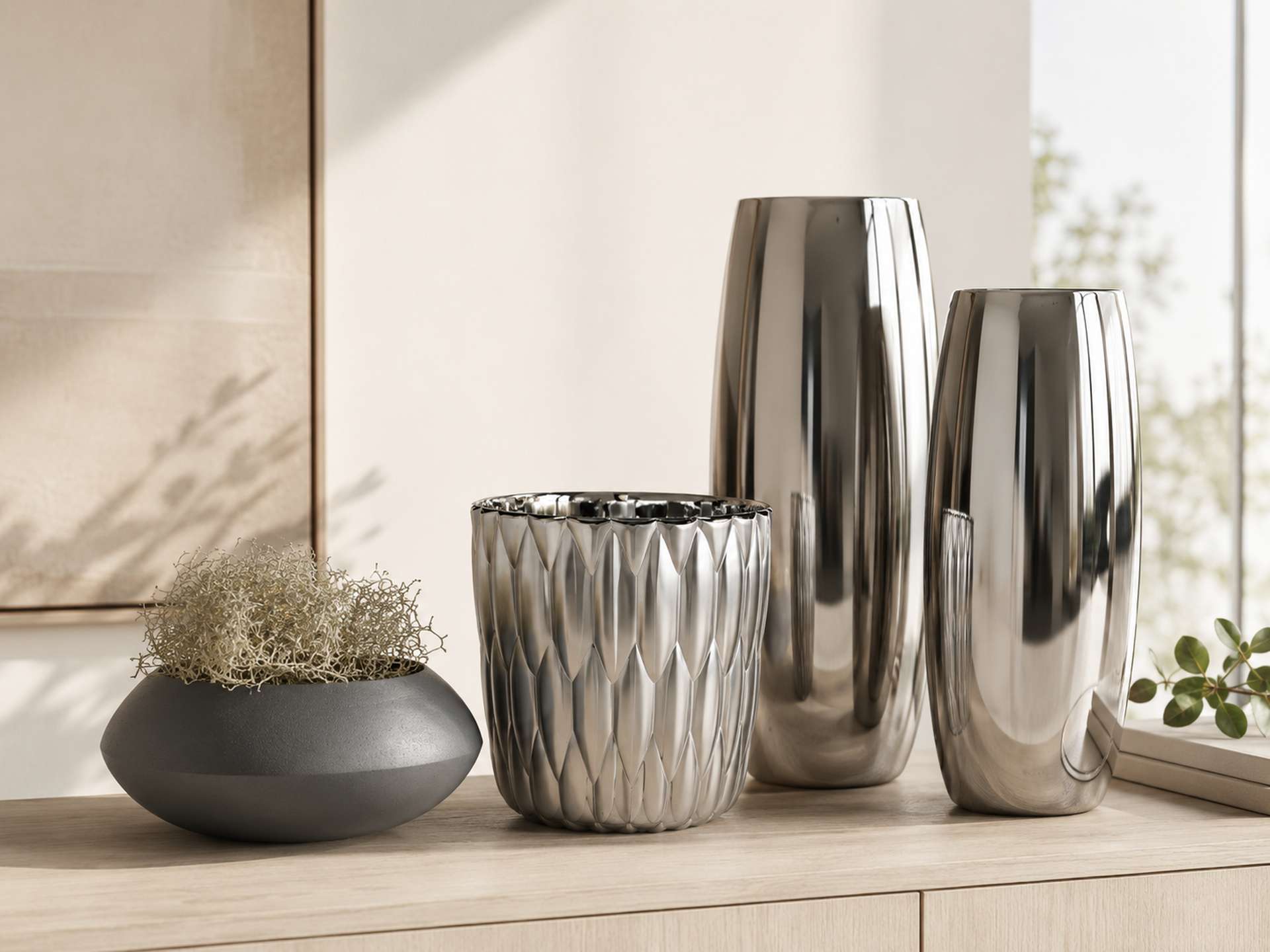 Hochwertige Metallvasen aus Edelstahl, Aluminium und Eisen