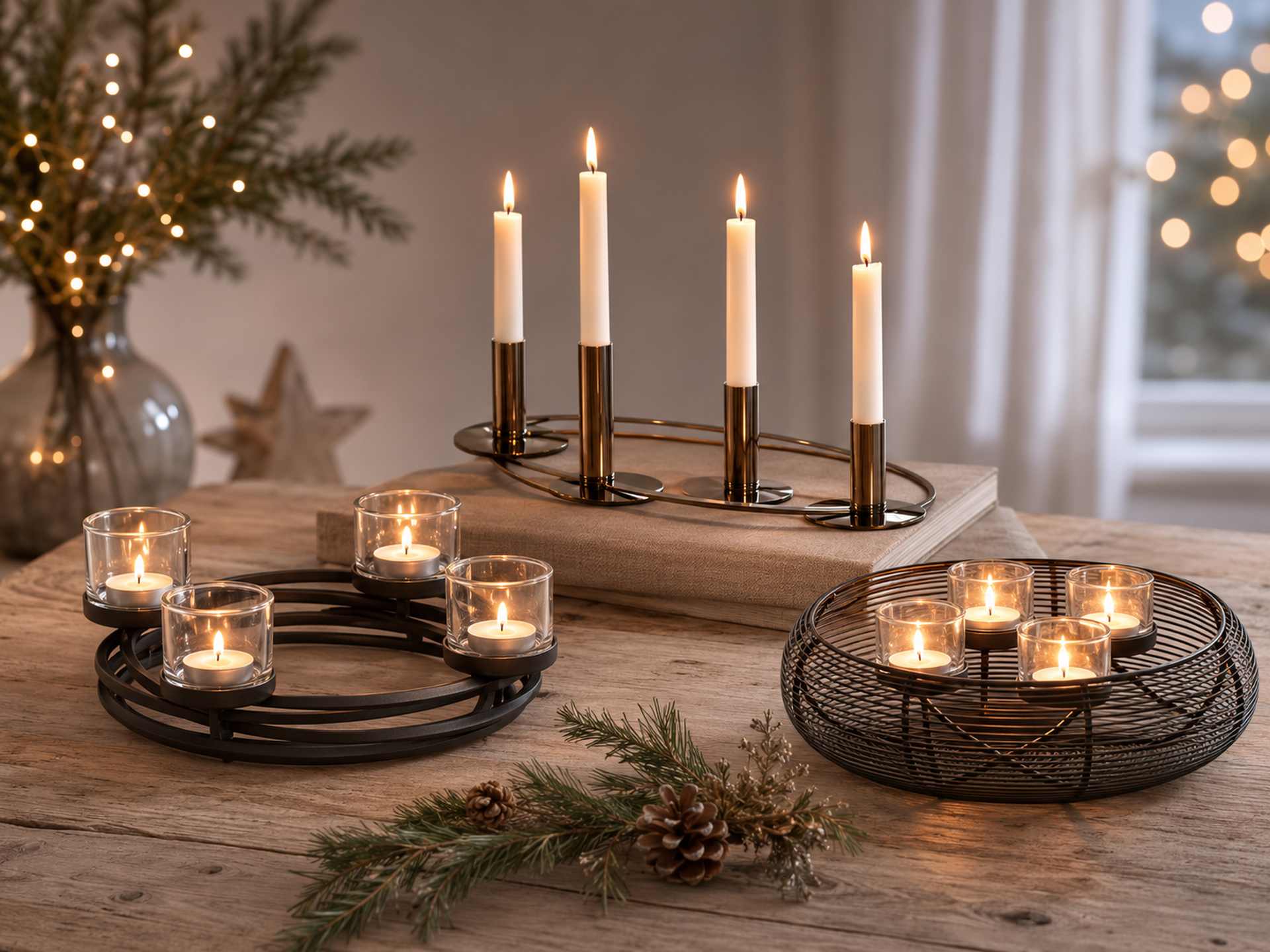 Adventskränze entdecken Adventskranz in einem festlich dekorierten Wohnbereich