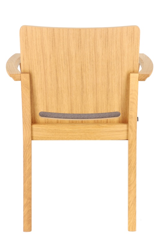 Kelley Armlehnenstuhl – Massivholzstuhl mit Wollbezug steinbraun