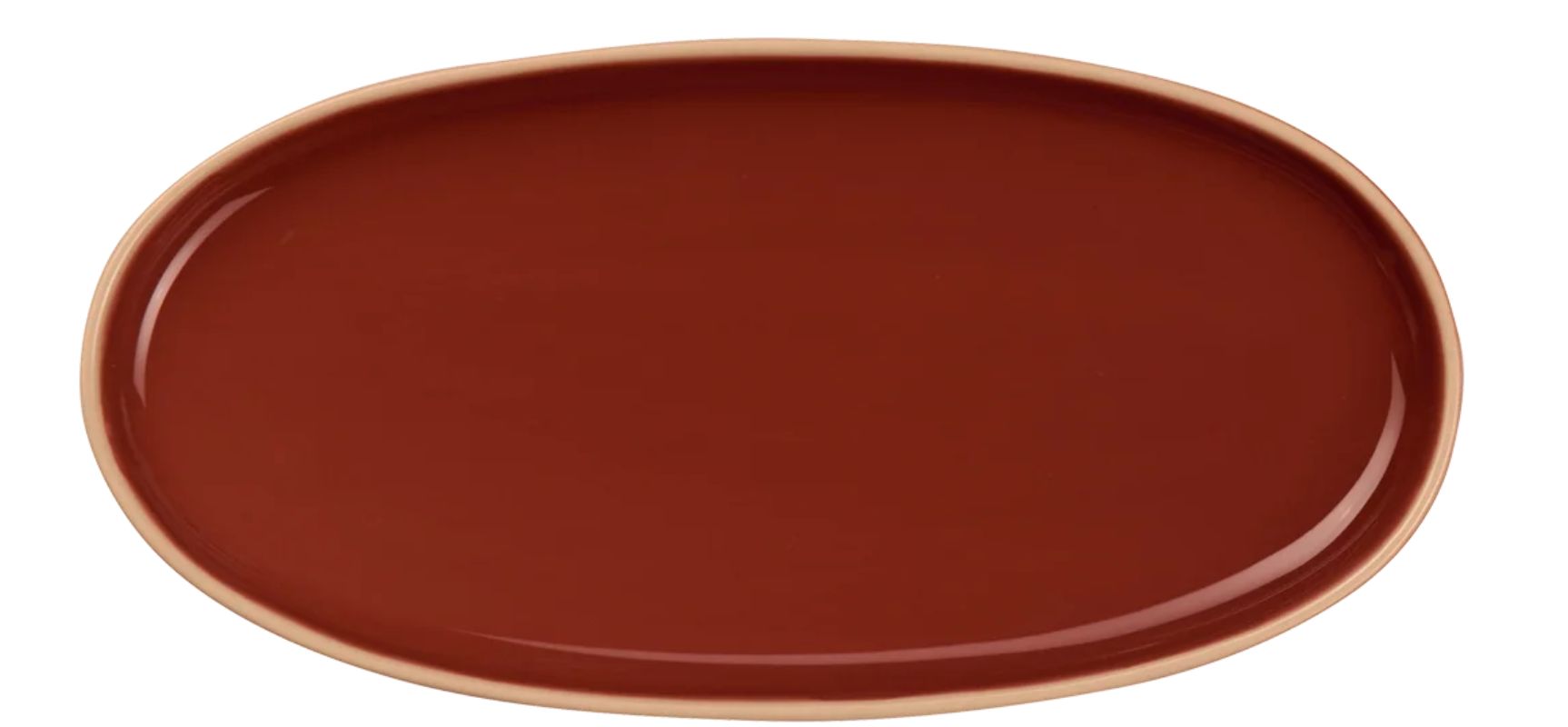 Aperitifteller oval in lobster - Edler Servierteller im warmen Rotton