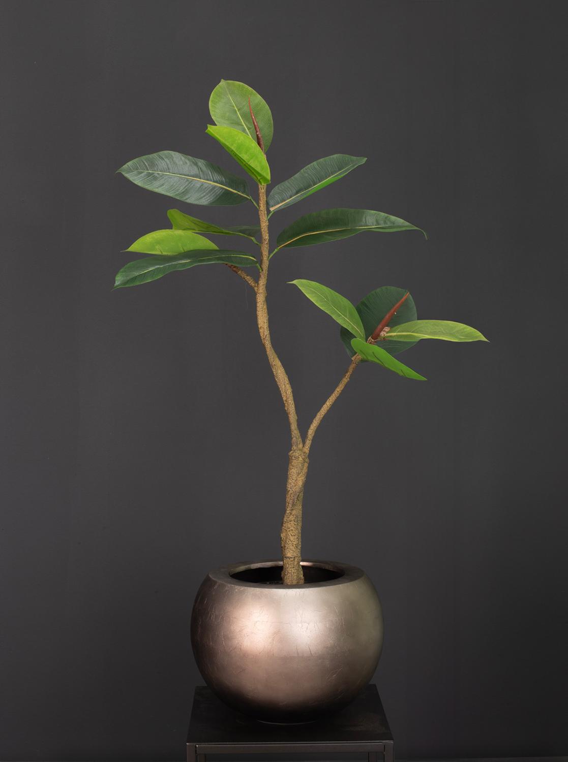 Kunstpflanze mit Topf Ficus Elastica 90 cm mit Royal Globe Gefäß