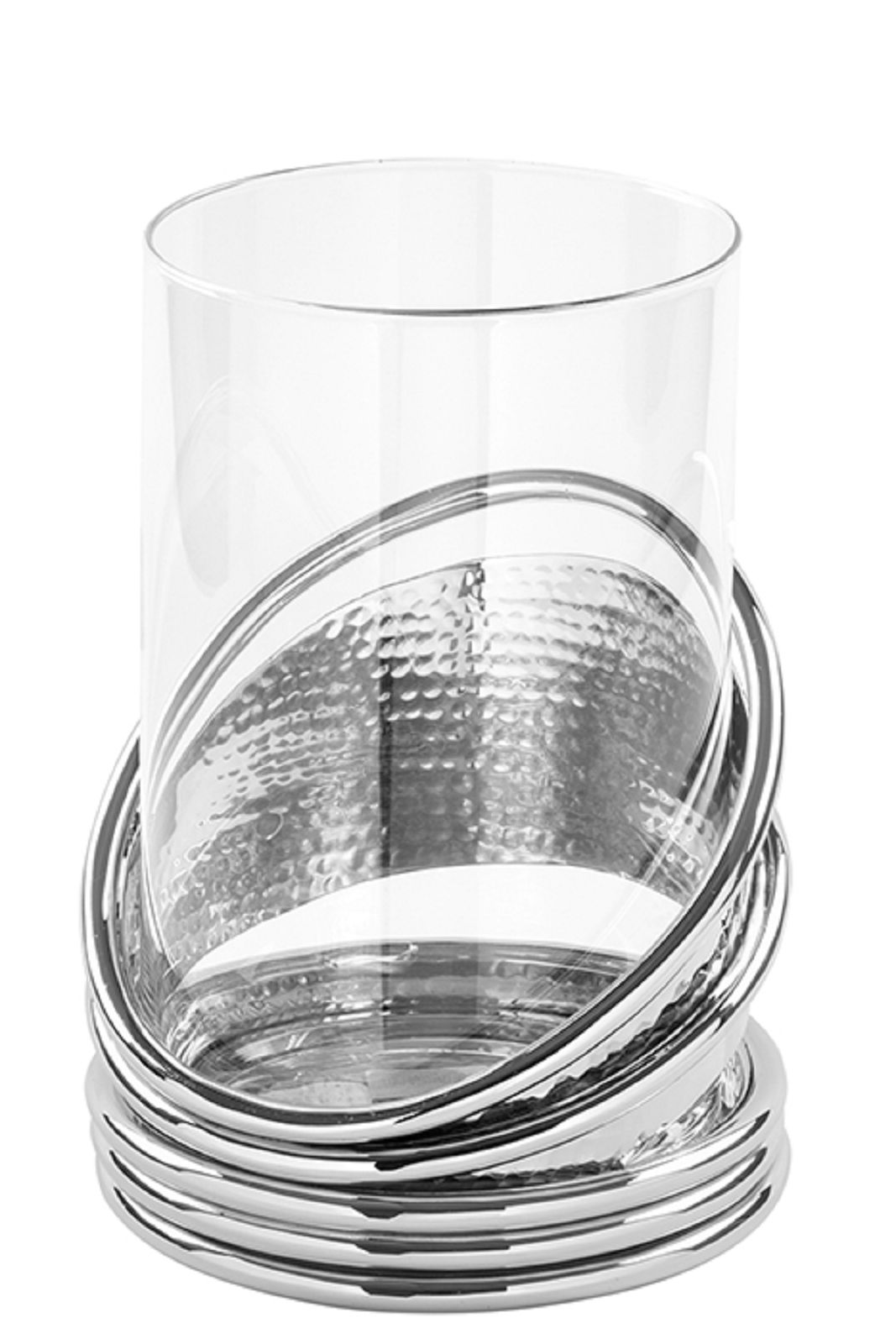 k-159593 COLETTE Windlicht mit silberfarbenen Ringen D:17,5xH:25cm