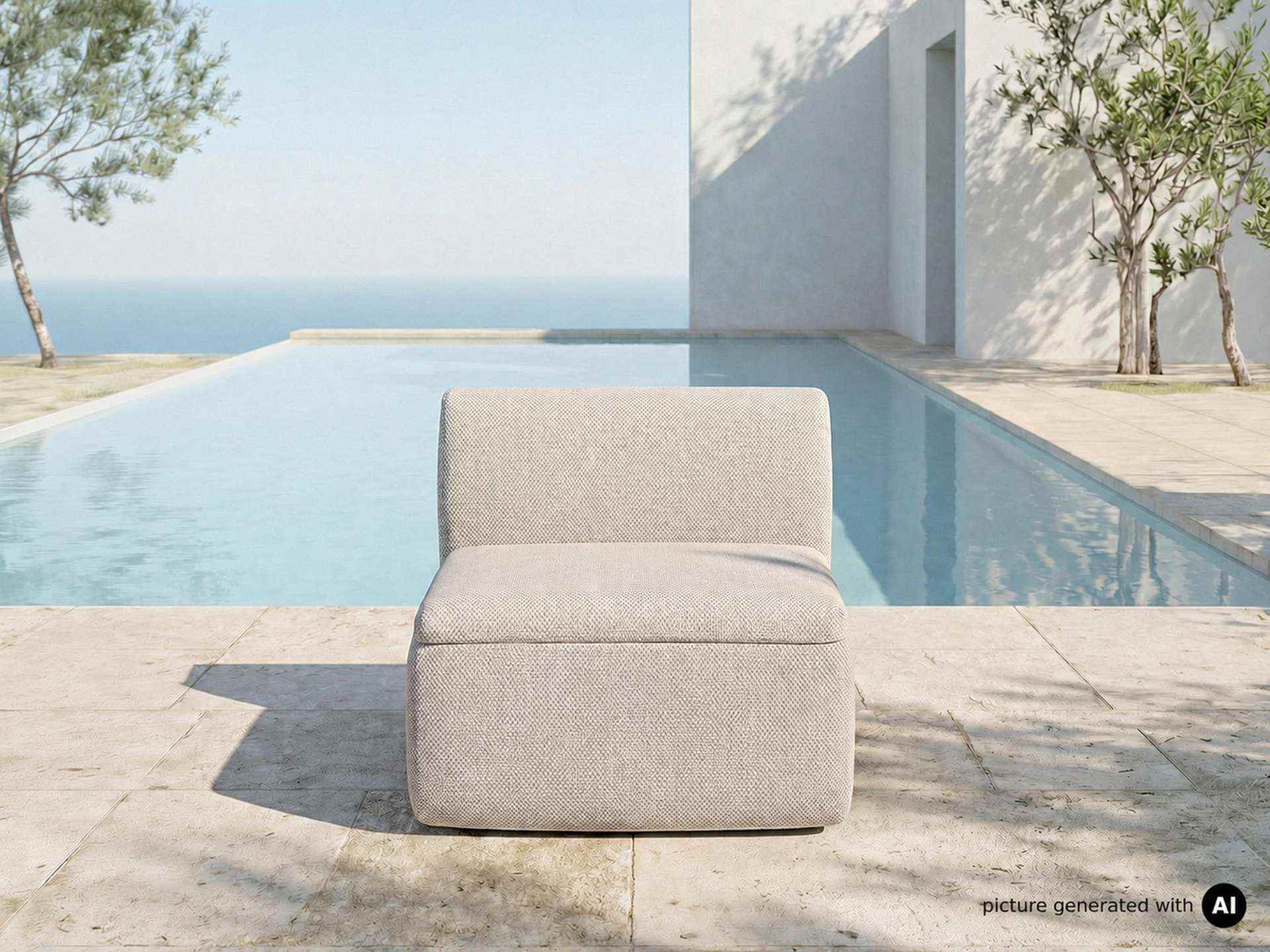 GROVA Outdoor Lounge 1-Sitzer Modul Amber Brown Mit Bodenplatte, Füßen und Schutzhülle