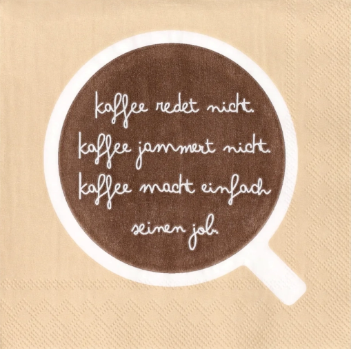 Servietten „Ich mag Kaffee“ 25 x 25 cm – Braun/Weiß