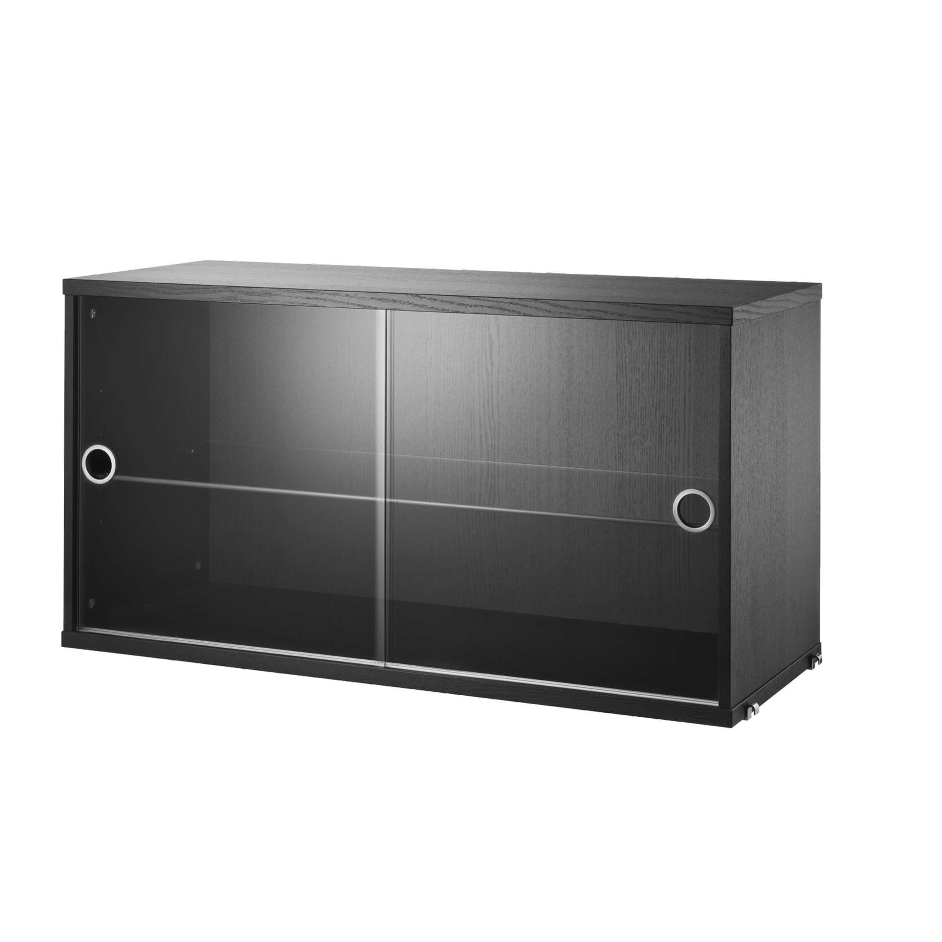 String System Hängeschrank mit Schiebetüren aus Glas Esche schwarz gebeizt günstig online kaufen