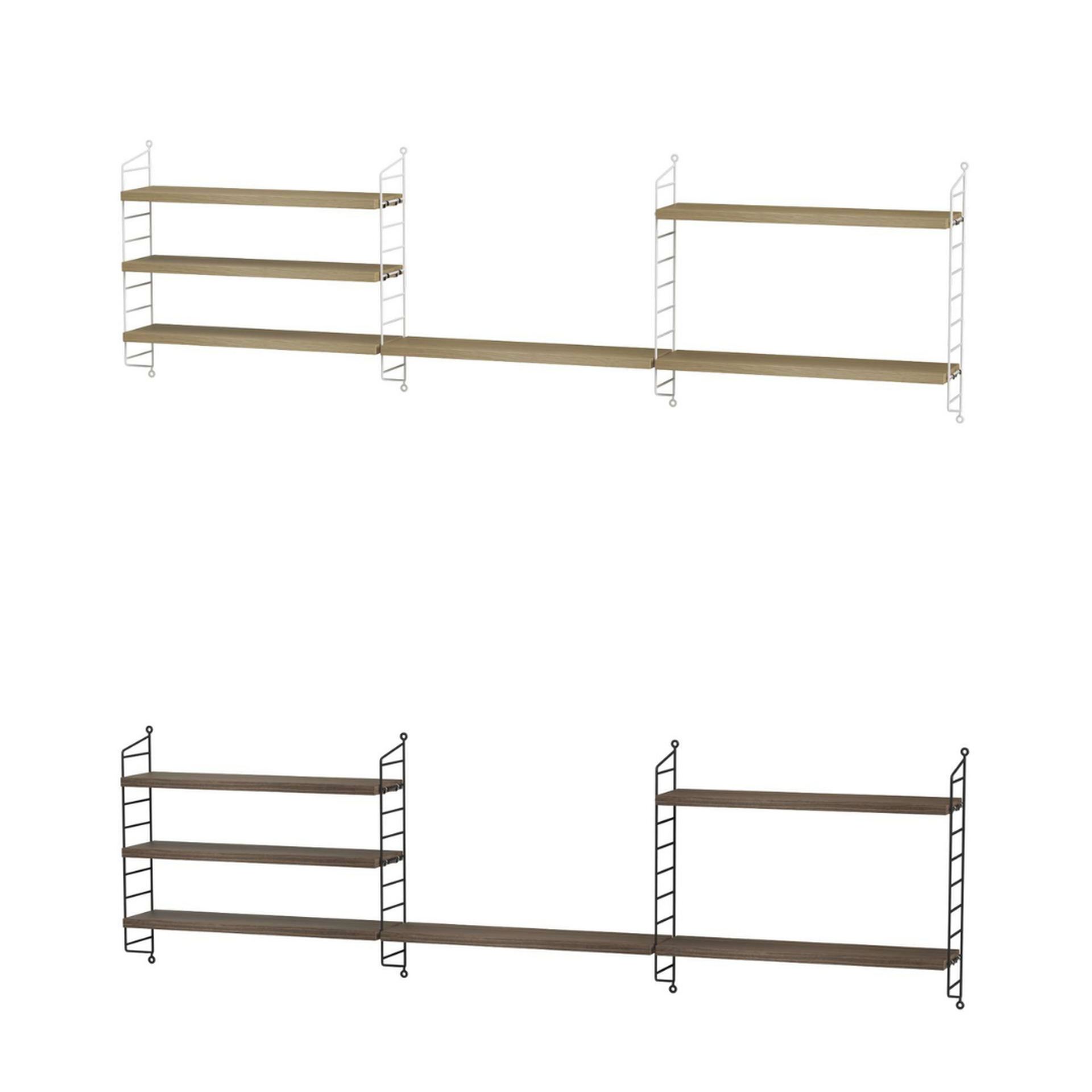 Langes Wandregal mit Holzböden Esche