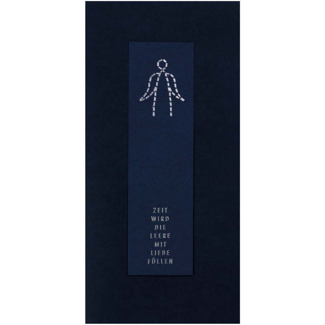 Kondolenzkarte "Zeit wird die Leere" – Stickkarte mit Trauerspruch