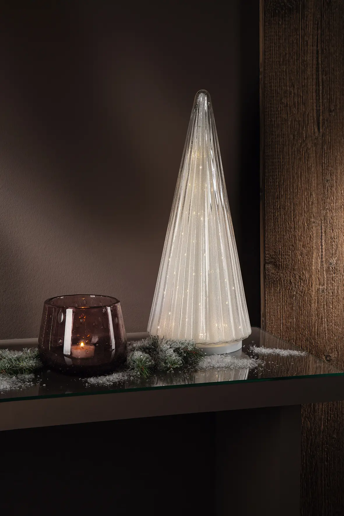 RAYA Dekobaum mit LED aus Glas