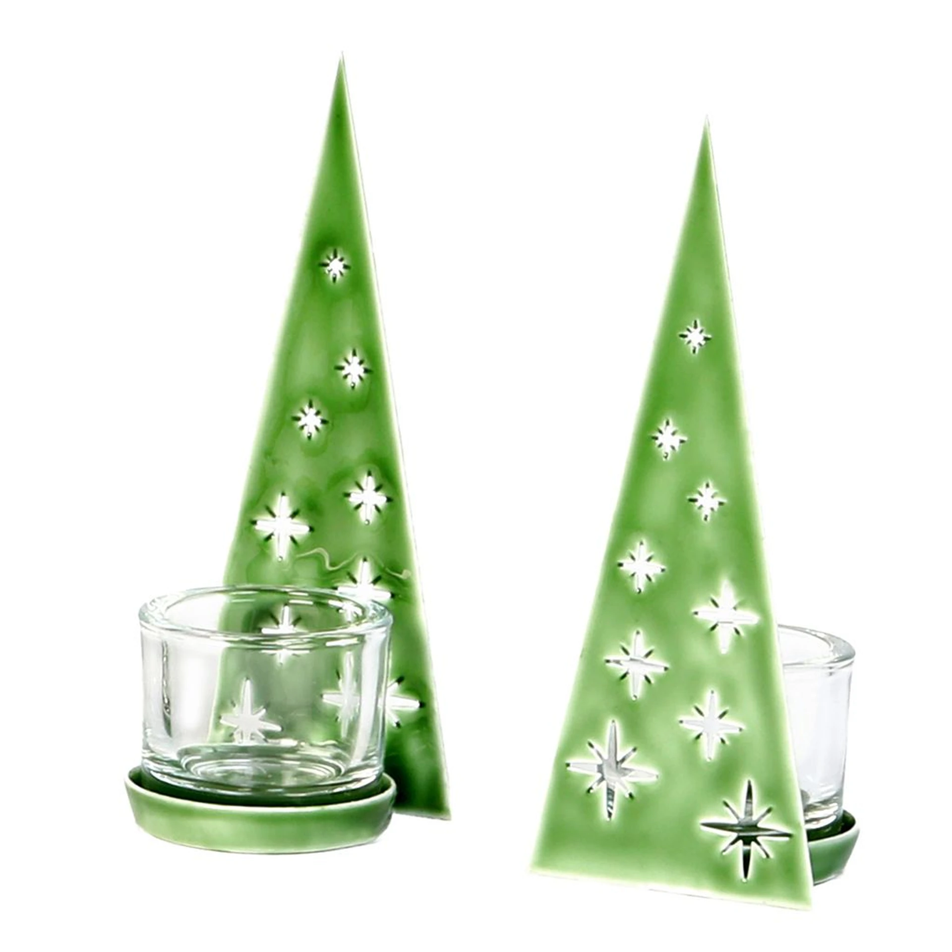Weihnachtlicher Teelichthalter grüne Tanne LORE Höhe 20 cm Breite 7 cm