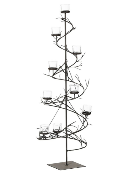 Eisenbaum St.Paul - Moderner Weihnachtsbaum mit 12 Kerzengläser - 135 cm Eisenbaum St. Paul – Moderner Weihnachtsbaum aus Eisen für stilvolle Dekoration