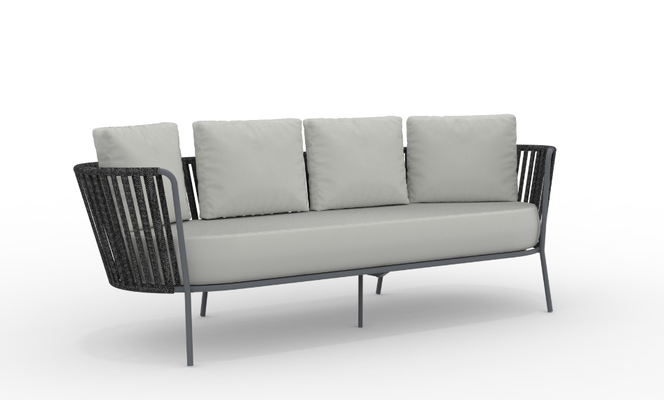 3-Sitzer Sofa Daisy Rope - wasserbeständig dunkelgrau, grau-grigio 3-Sitzer Sofa Daisy Rope - wasserbeständig dunkelgrau, grau-grigio