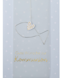 Drahtkarte zur Kommunion – Glückwunschkarte Gute Wünsche, 17 x 12 cm