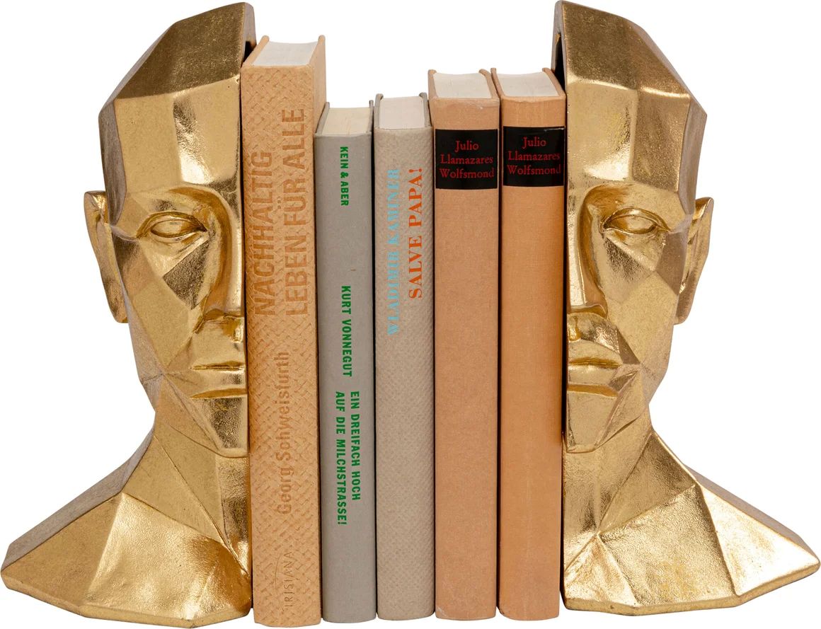 buchstuetze-face-2-set-1-3lh97.jpg Design Buchstütze Face Gold im 2er-Set – Moderne Gesichtsskulpturen aus Polyresin