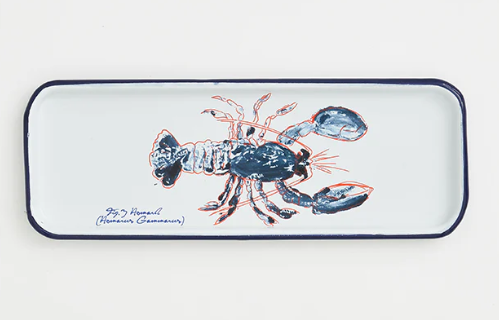 Längliches Hummertablett aus emailliertem Metall