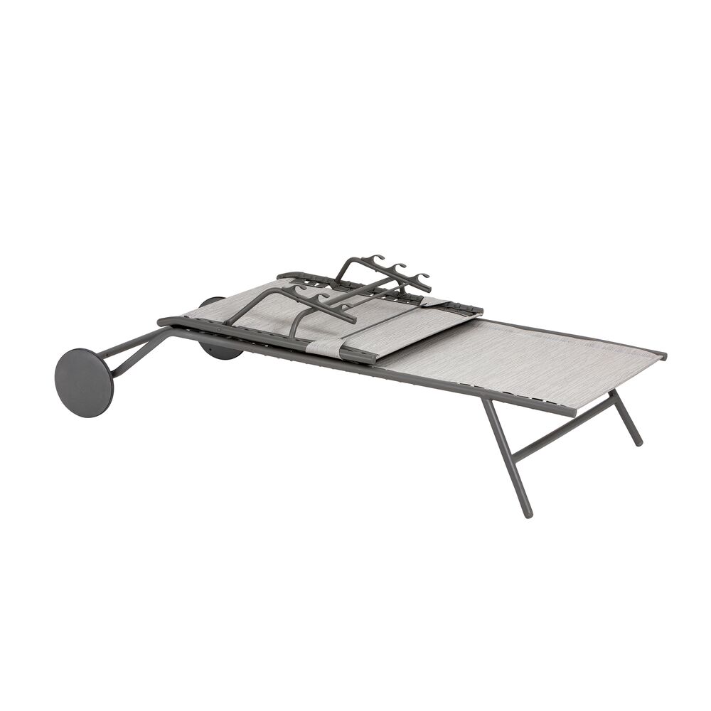 3614210026742_1.jpg Hohe Sonnenliege Miami HT II Batyline® Duo – klappbar & mit verstellbarer Rückenlehne Grau Galet