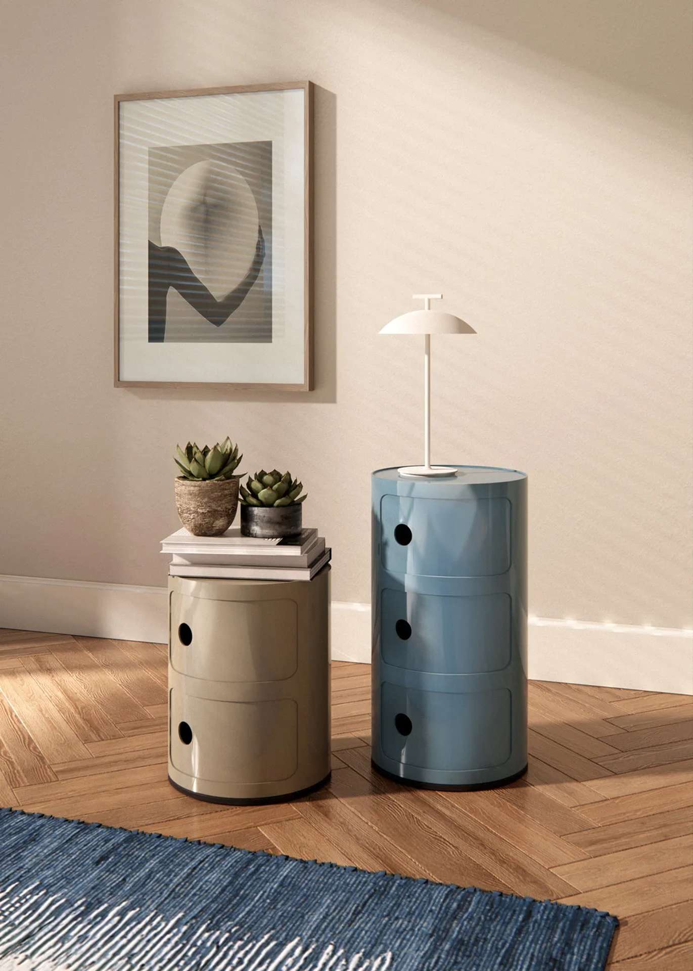 Componibili Container mit drei Elementen Componibili Container mit drei Elementen Chrom Metallic