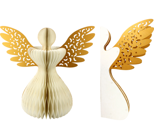 Dekoengel "Honeycomb" gold/weiß Ø35 x h58cm/Flügel 64 cm Dekoengel "Honeycomb" gold/weiß Ø35 x h58cm/Flügel 64 cm
