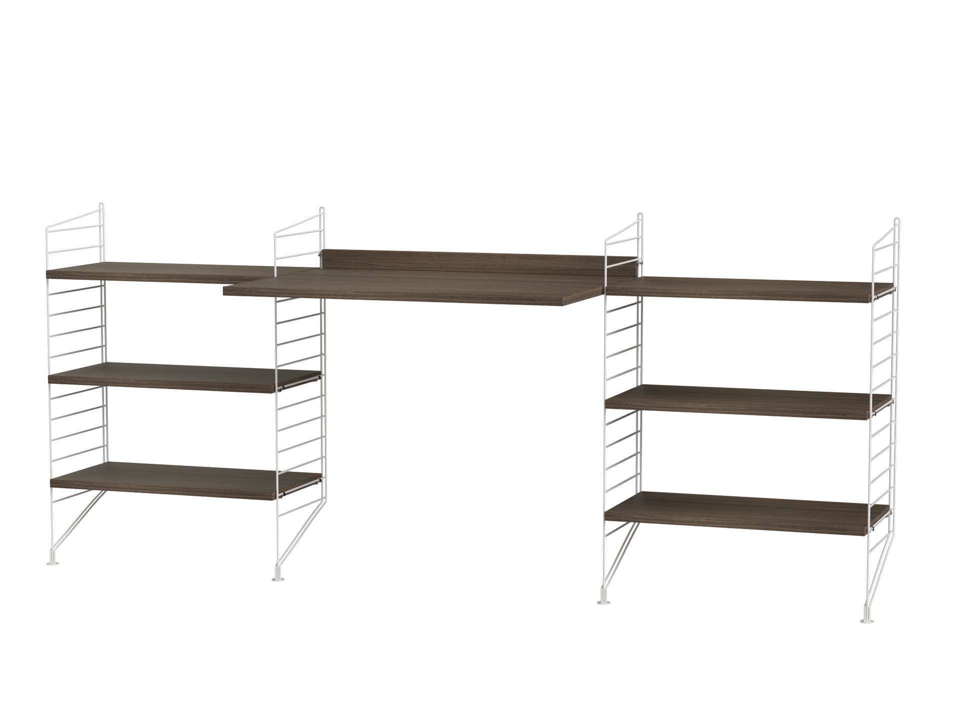 Schreibtisch mit Regal minimalistisch Weiß Walnuss