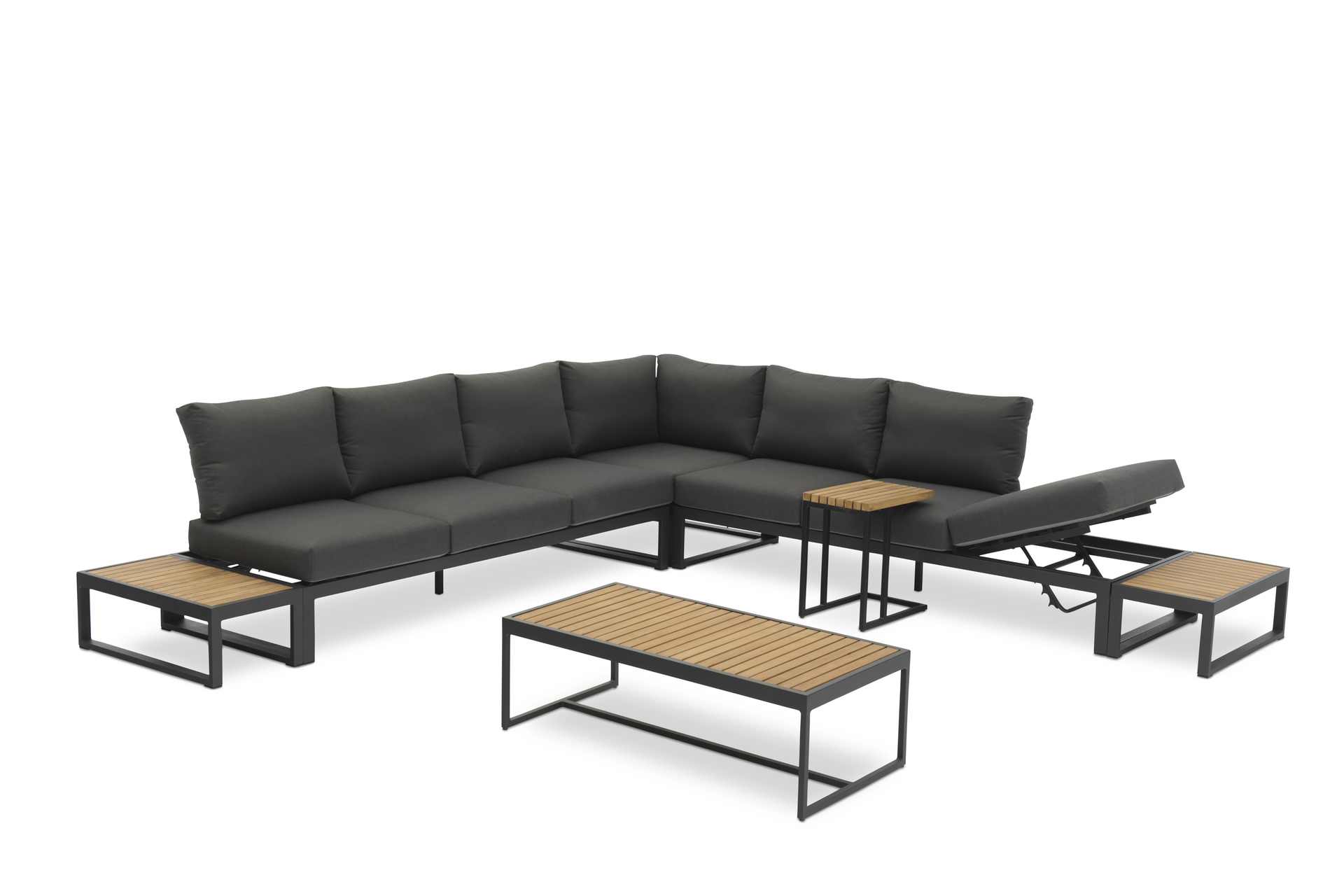 Nest 3-Sitzer Sofa für Outdoor verstellbar Kohle Nest Eckelement für Outdoor Sofa Kohle