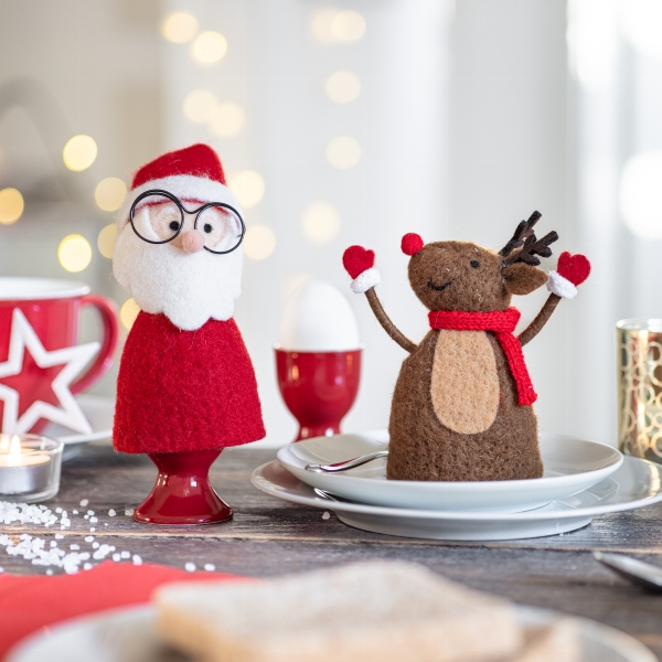 Eierwärmer Filz Weihnachtsmotiv Vogel 16 cm
