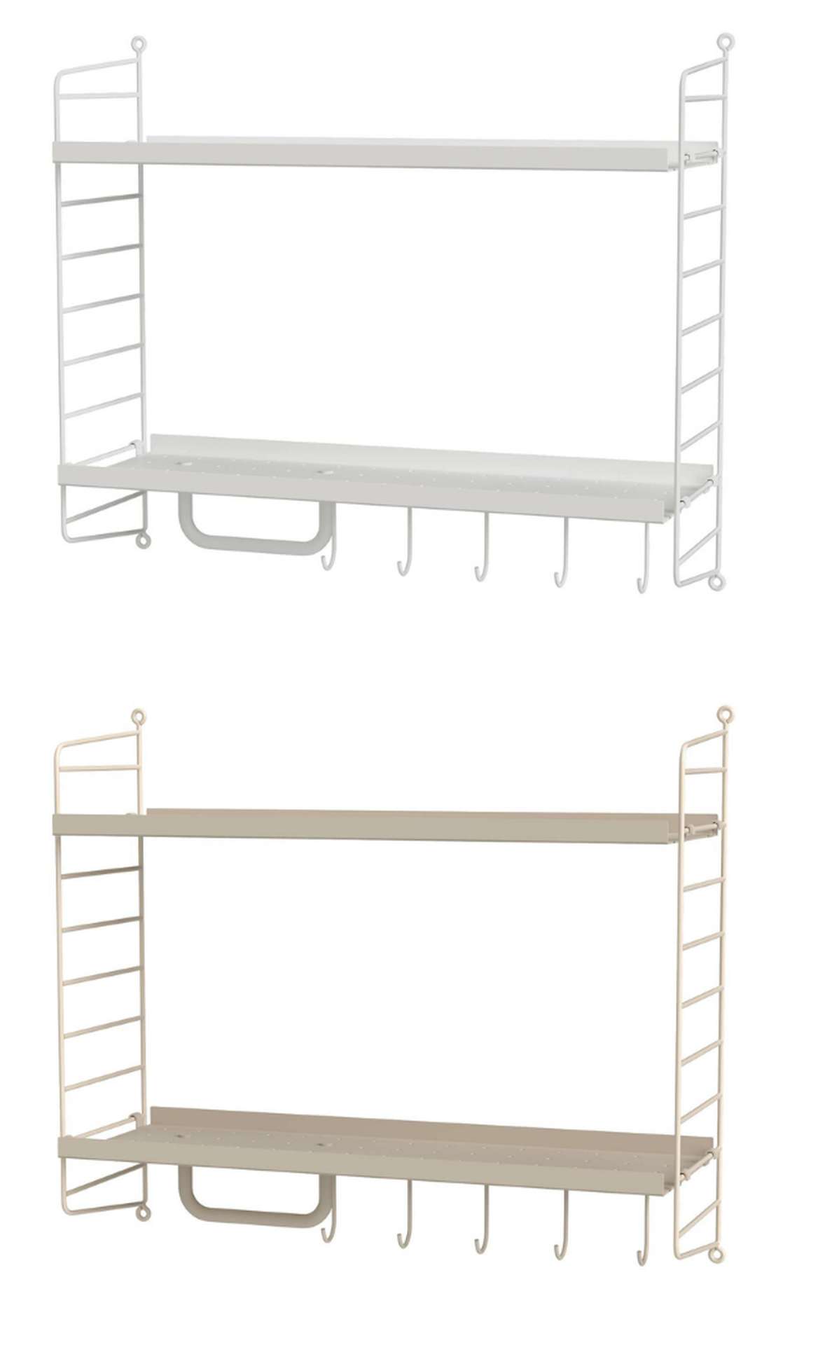 Regal mit zwei Metallböden und Zubehör