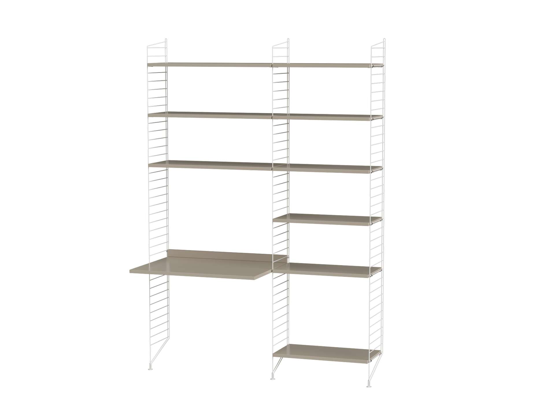 Funktionales Standregal mit Schreibtisch Weiß Beige Funktionales Standregal mit Schreibtisch Weiß Beige