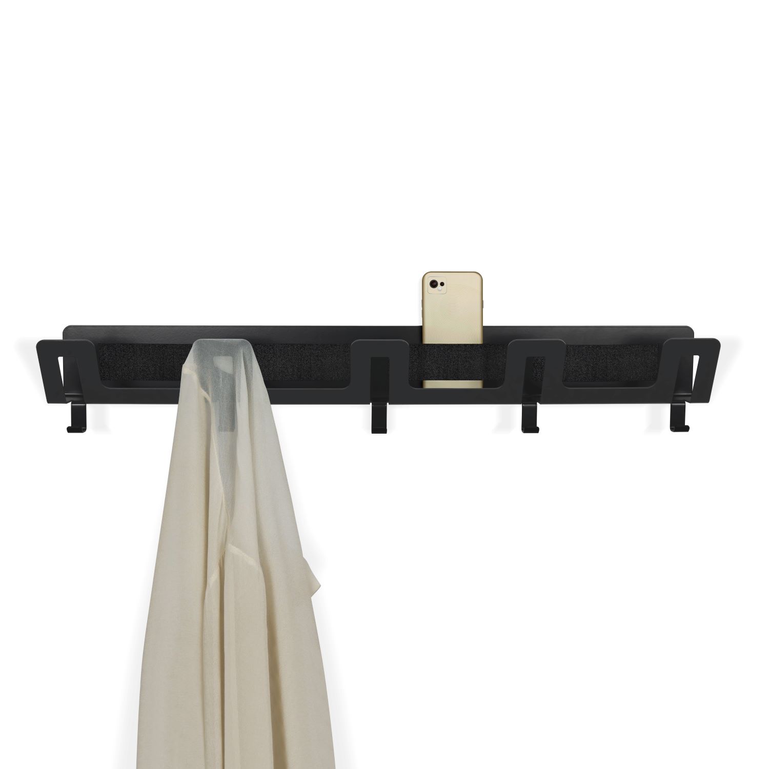 Ella schlanke Wandgarderobe - fünf Doppelhaken Ella schlanke Wandgarderobe - fünf Doppelhaken schwarz