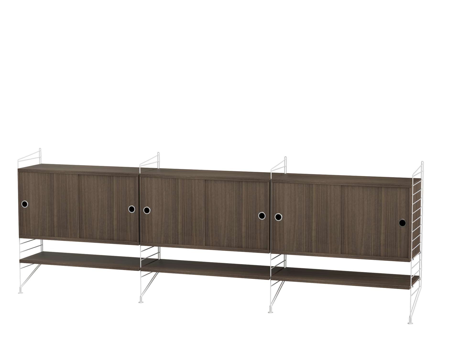 Sideboard Kommode mit Regalböden Weiß Walnuss