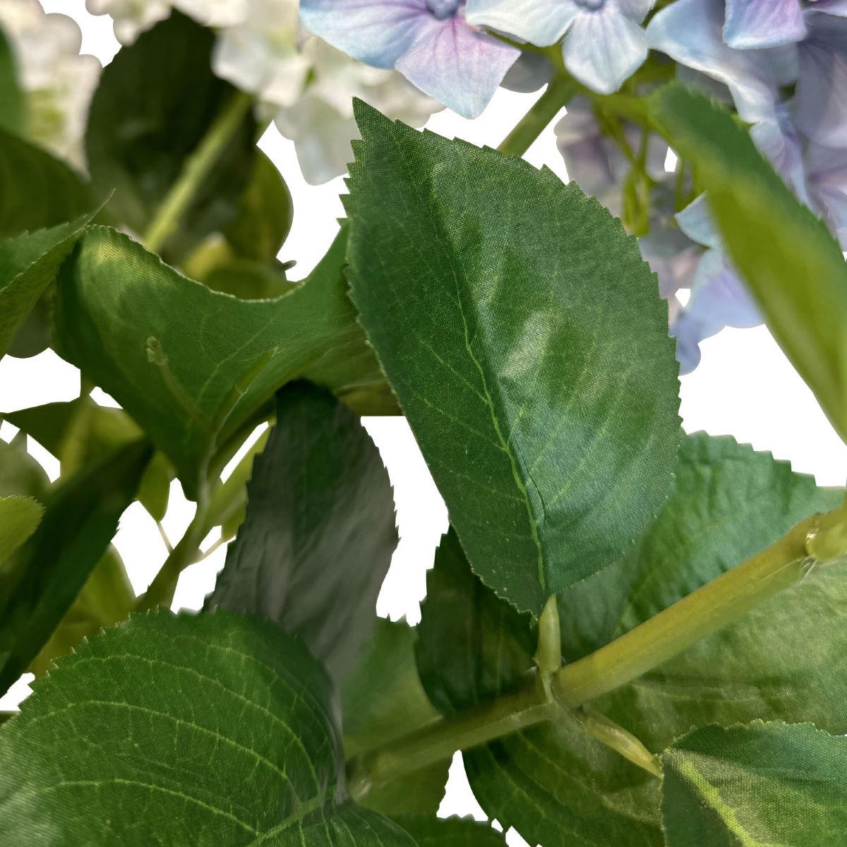 Hortensie - Hydrangea Kunstpflanze, 10 Blüten, Höhe 73 cm, weiß-blau