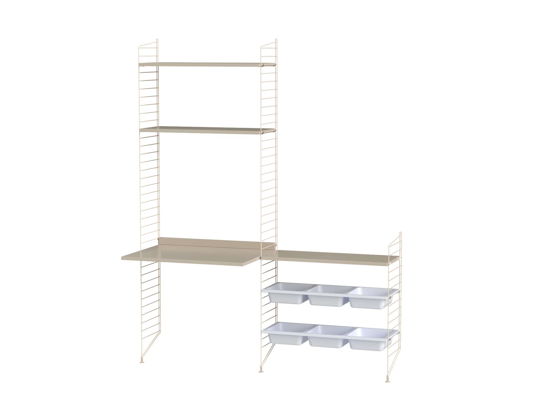 Höhenverstellbarer Kinderschreibtisch mit Aufbewahrung Beige Beige