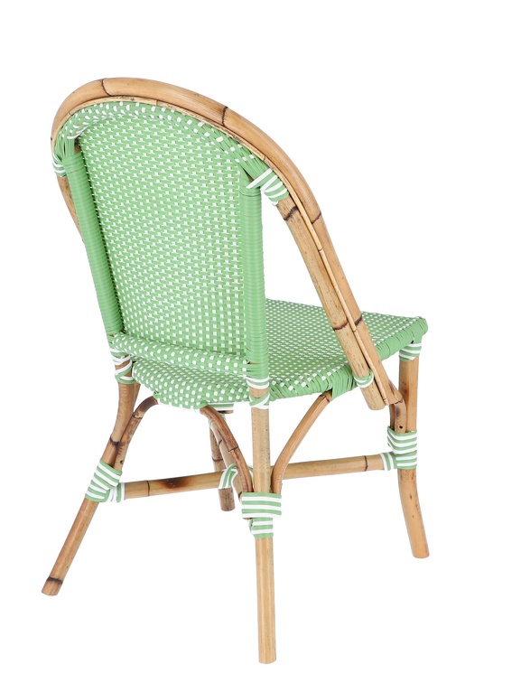 OUI Stuhl aus Rattan mit Kunststoffgeflecht mint-weiß