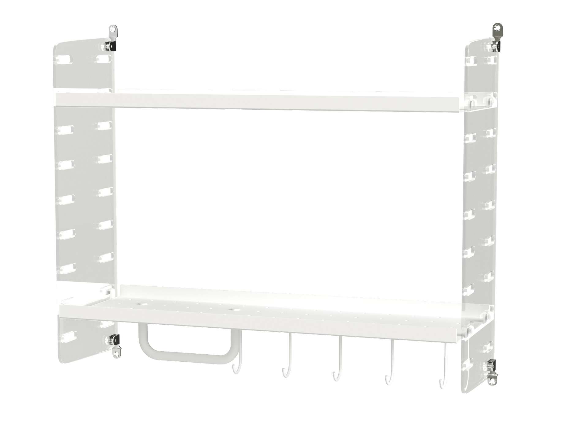 Plexiglas Regal mit zwei metallböden und Zubehör Weiß
