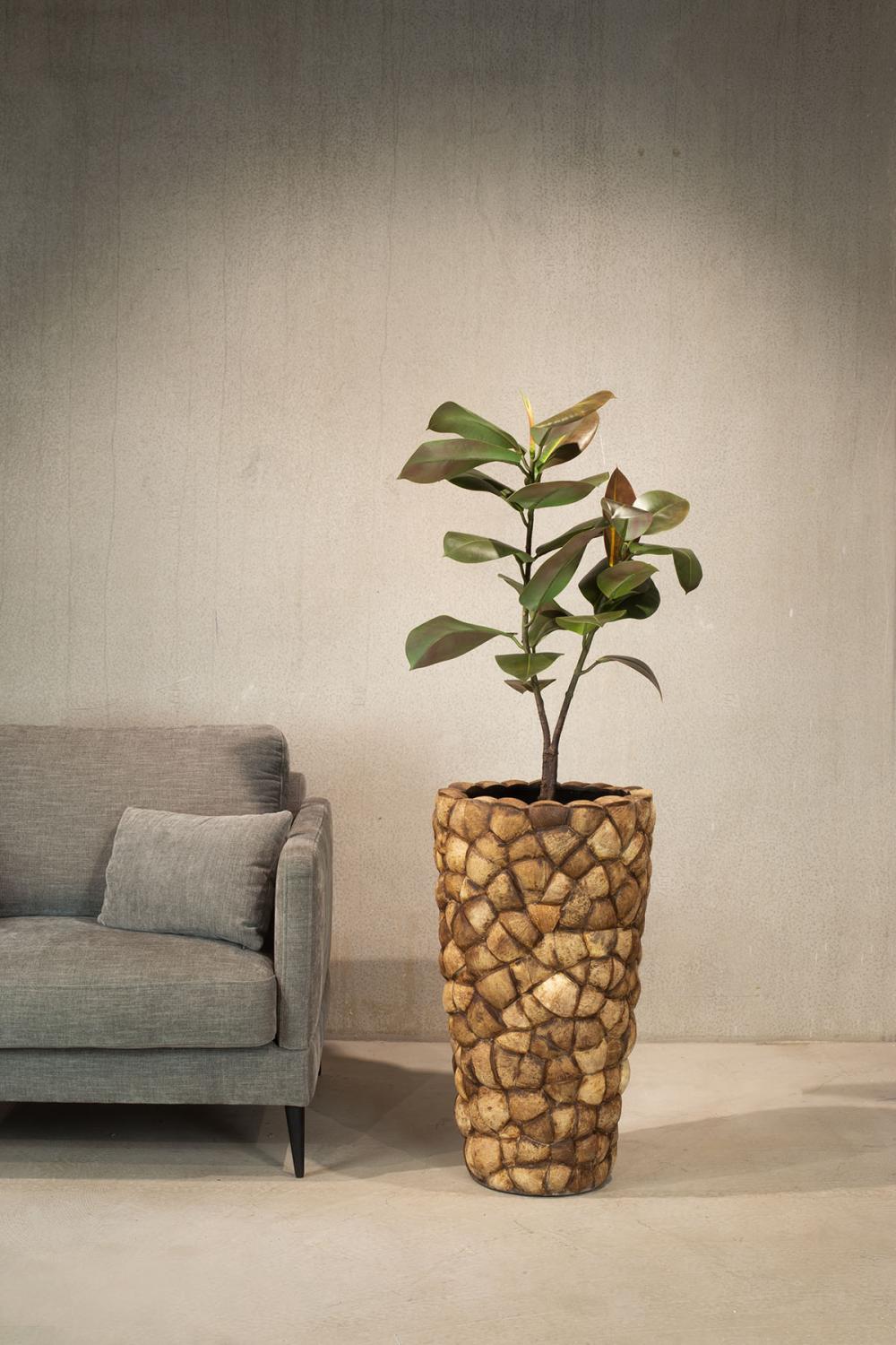 Coconut braunes Pflanzgefäß Ø 60 cm, Höhe 65 cm Coconut braunes Pflanzgefäß 76 x 31 cm, Höhe 26,5 cm