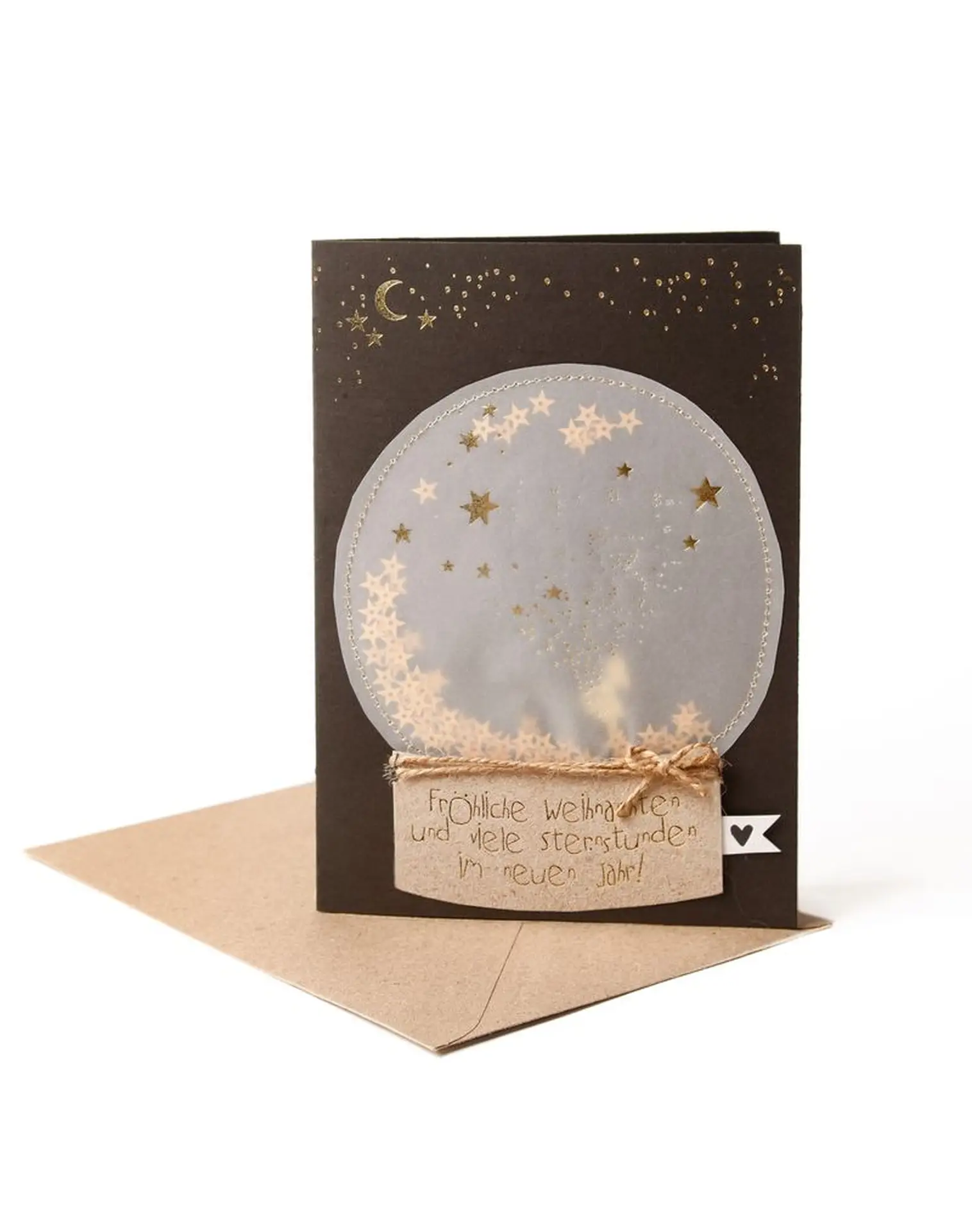 Schneekugelkarte sternenhimmel gold.webp Schneekugelkarte Goldener Sternenhimmel 12 x 17 cm
