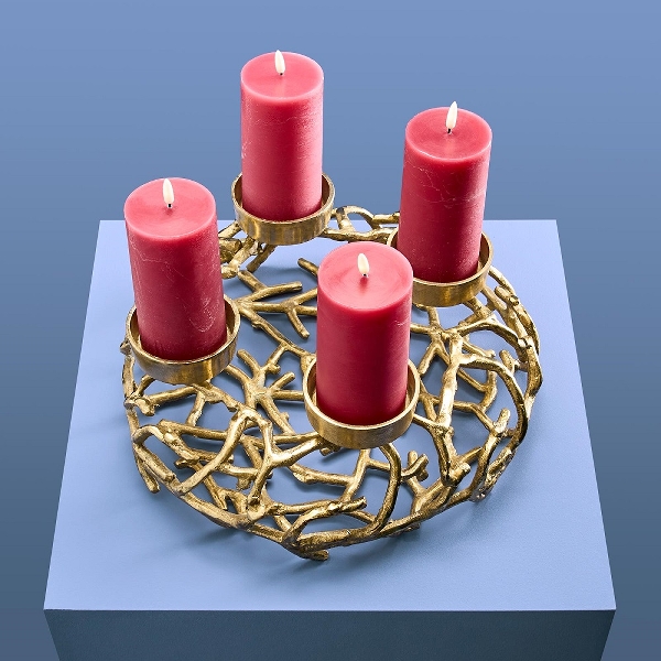 Astkranz mit 4 Kerzenhaltern – Adventskranz aus Aluminium Astkranz mit 4 Kerzenhaltern – Adventskranz aus Aluminium