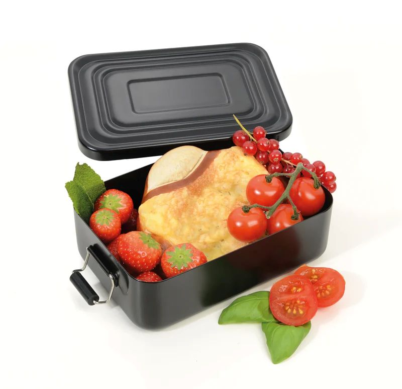 Lunch-Box Aluminium mit Bügelverschluss - Black Box vielseitig einsetzbar 17.9 cm