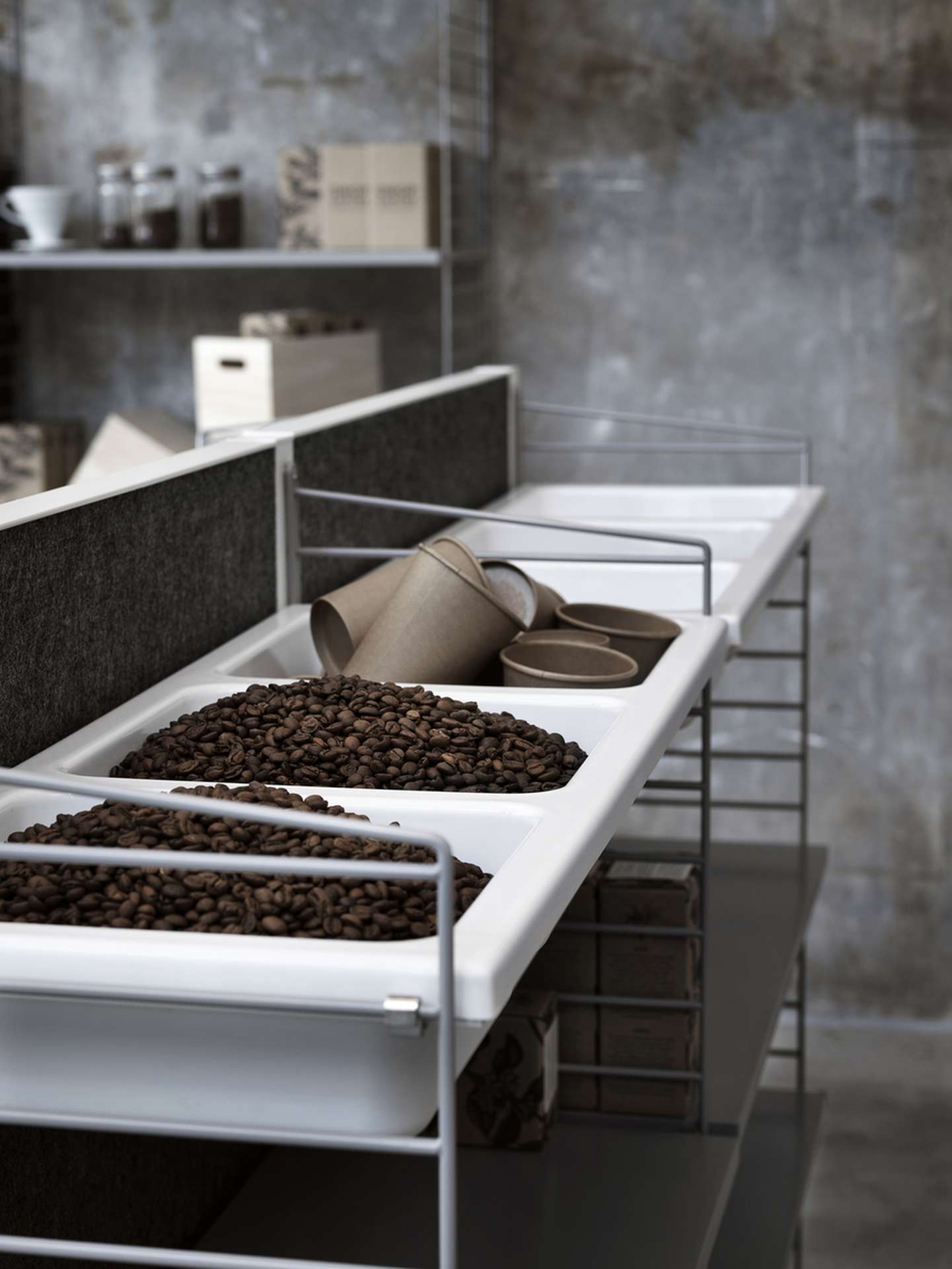 String System Aufbewahrungseinsatz Bowl Shelf Filz Hellgrau