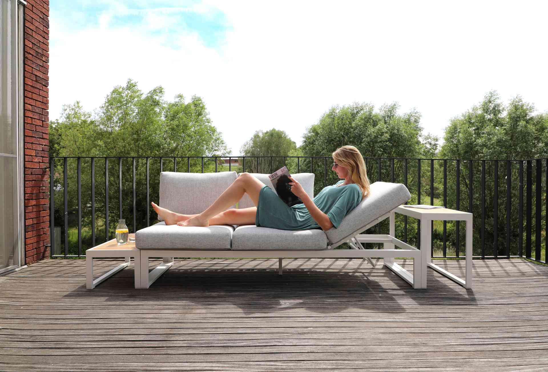 Nest 3-Sitzer Sofa für Outdoor verstellbarr Mokka