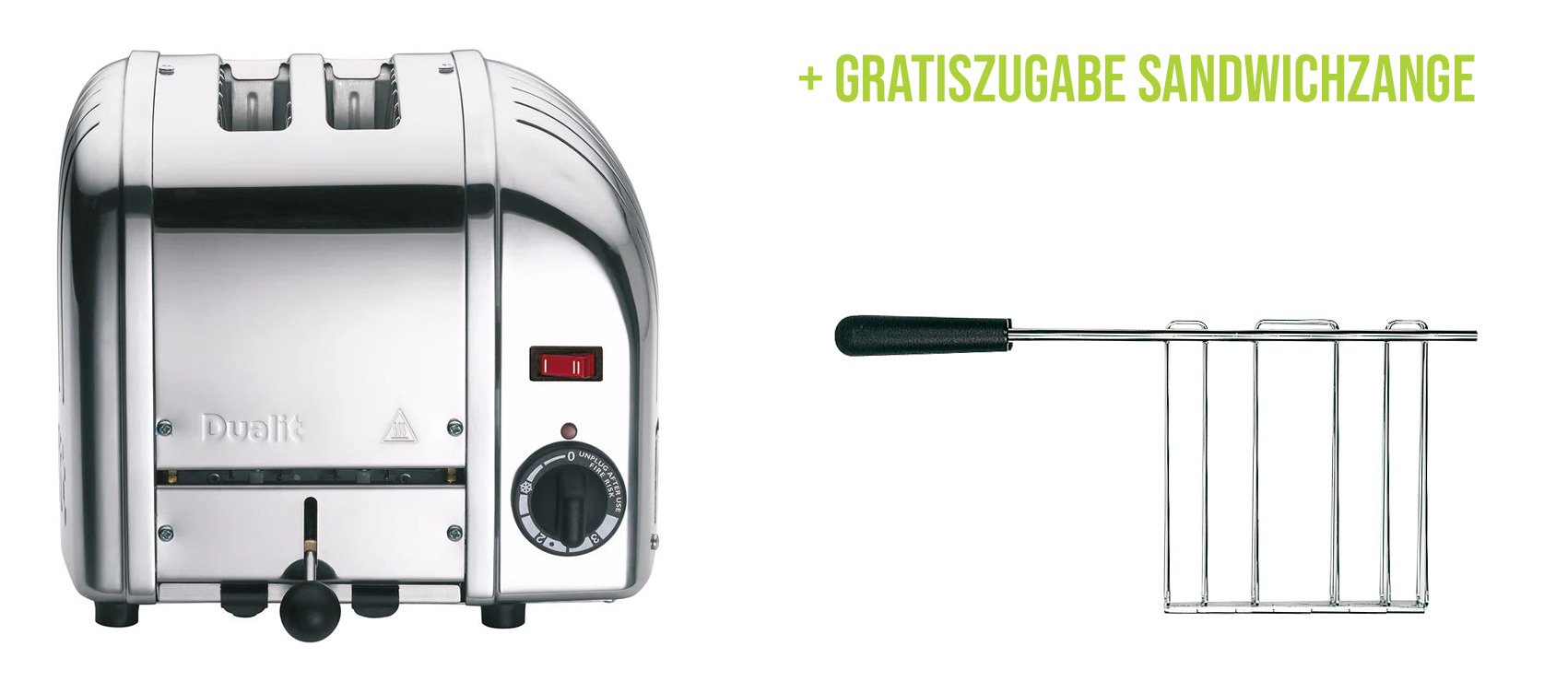 Vario Toaster Premium 2-Schlitze Poliert inkl. Gratis Sandwichzange