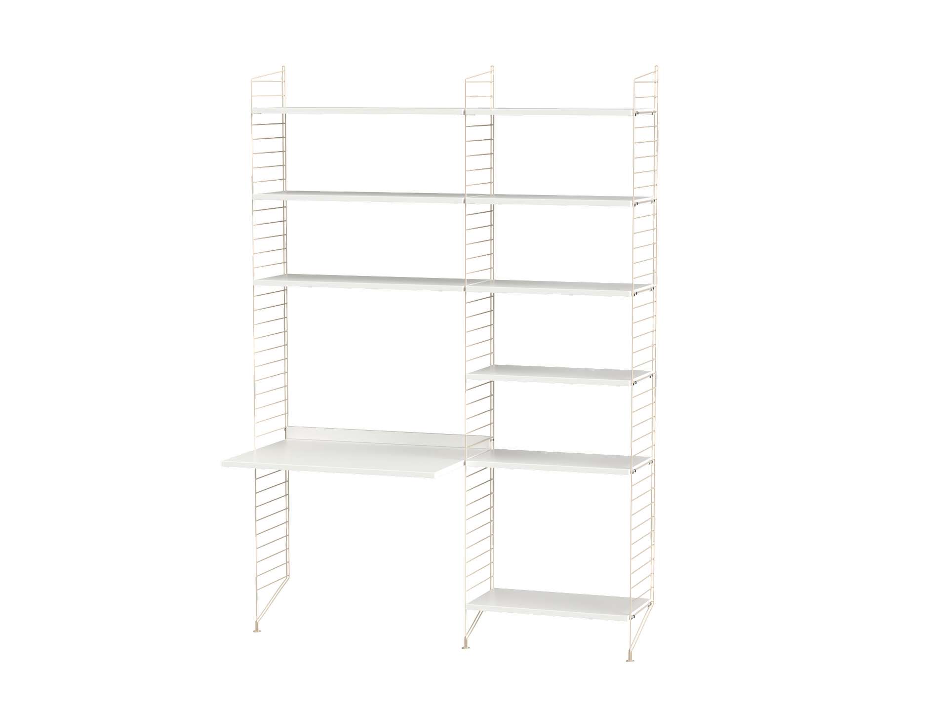 Funktionales Standregal mit Schreibtisch Beige Weiß Funktionales Standregal mit Schreibtisch Beige Weiß
